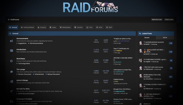 Τα δεδομένα χρηστών του RaidForums διέρρευσαν στο διαδίκτυο ένα χρόνο μετά την κατάργηση του DOJ

