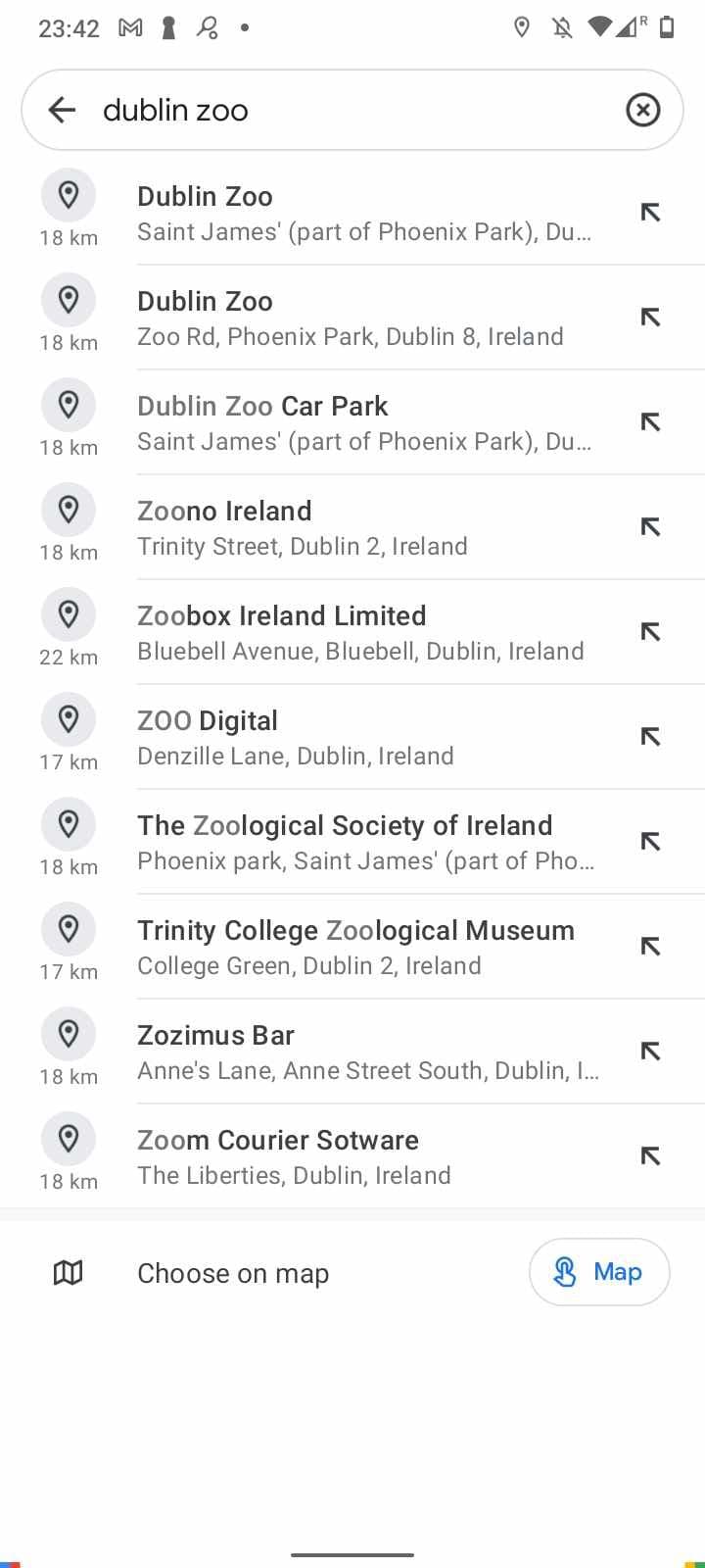 Αναζήτηση τοποθεσίας στην εφαρμογή Χάρτες Google σε smartphone