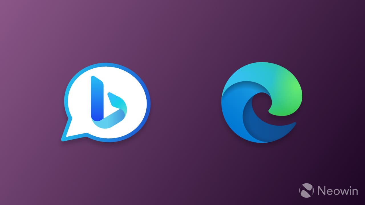 Ένα λογότυπο Bing Chat δίπλα στο λογότυπο του Microsoft Edge