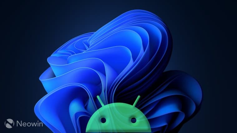 Android logo on top of Windows 11 bloom