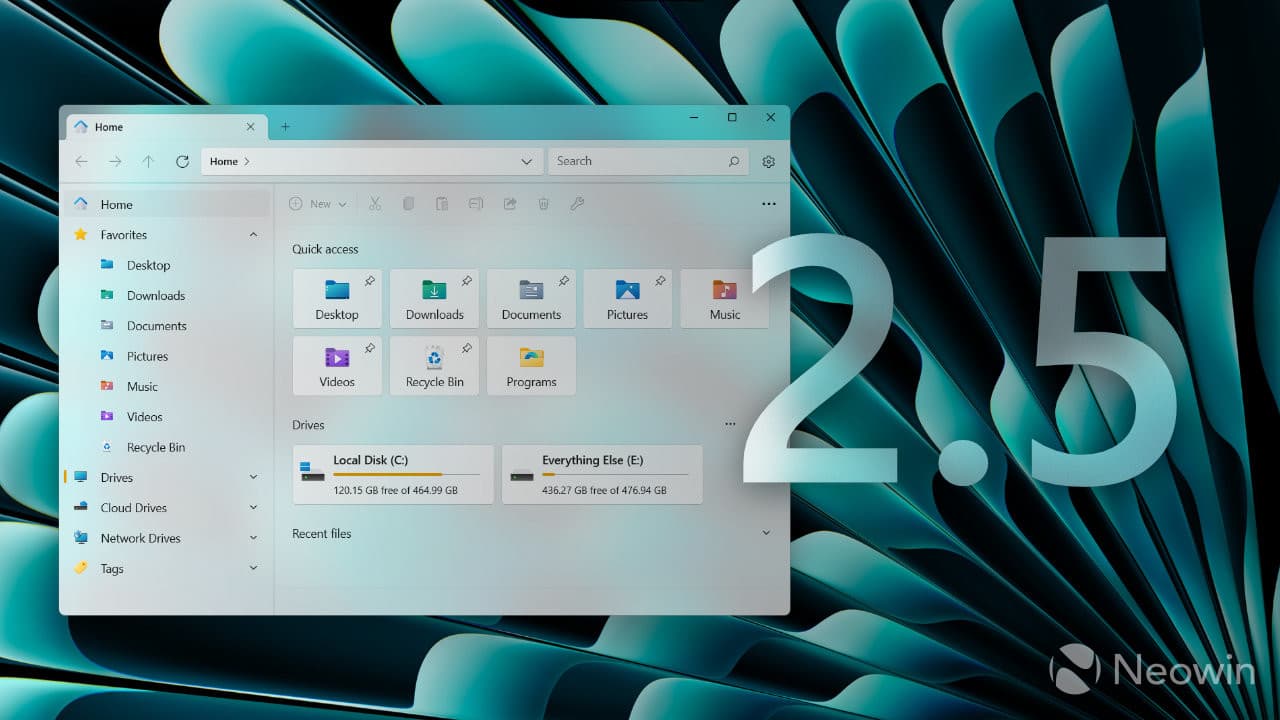 A screenshot of The Files App version 25
