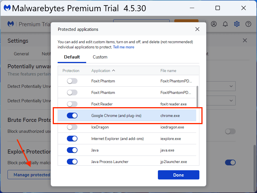 Κατάργηση του Chrome ως προστατευμένης εφαρμογής