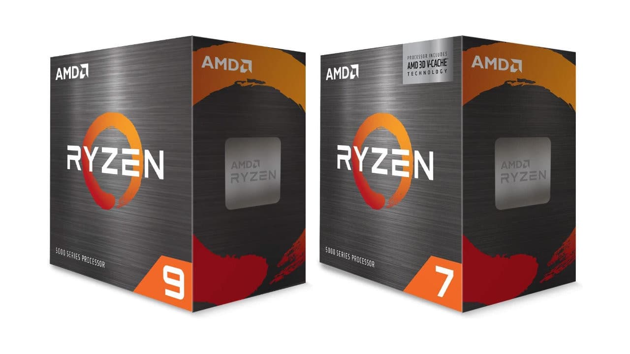 Μια εικόνα που δείχνει δύο κουτιά CPU Ryzen 5000
