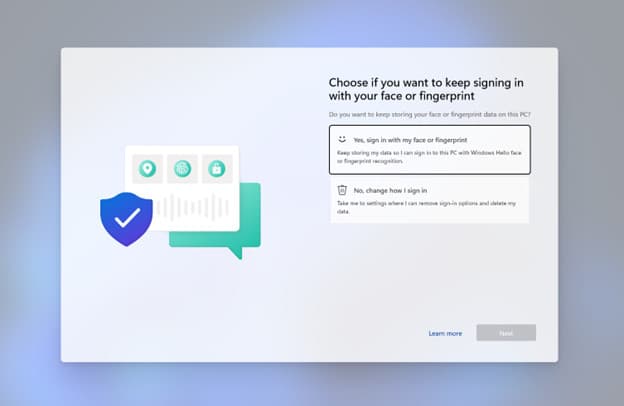 Ειδοποίηση πλήρους οθόνης του Windows Hello