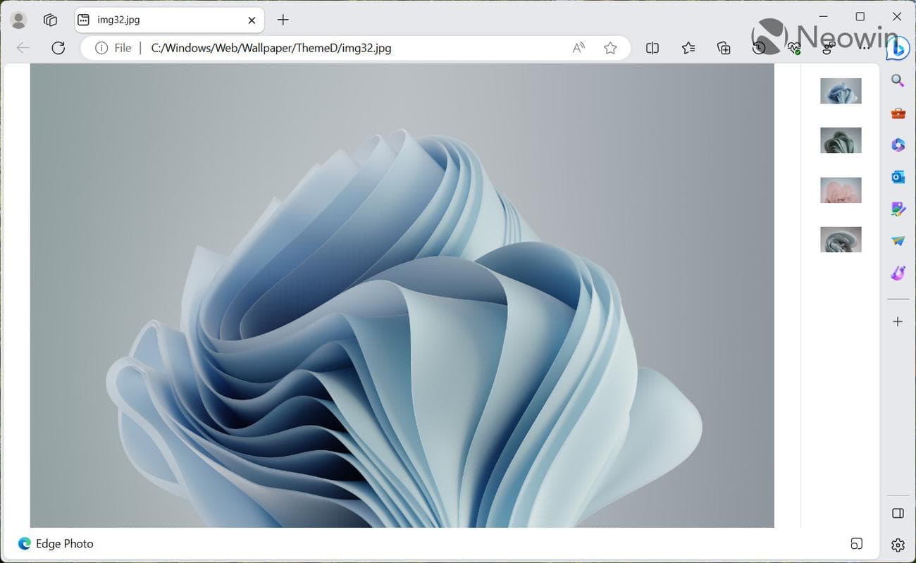 Ένα στιγμιότυπο οθόνης της δυνατότητας Microsoft EdgePhoto
