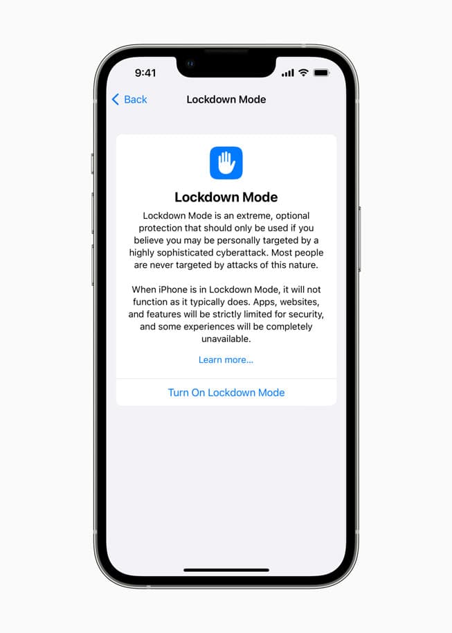 Επίσημη εικόνα της Apple Lockdown Mode