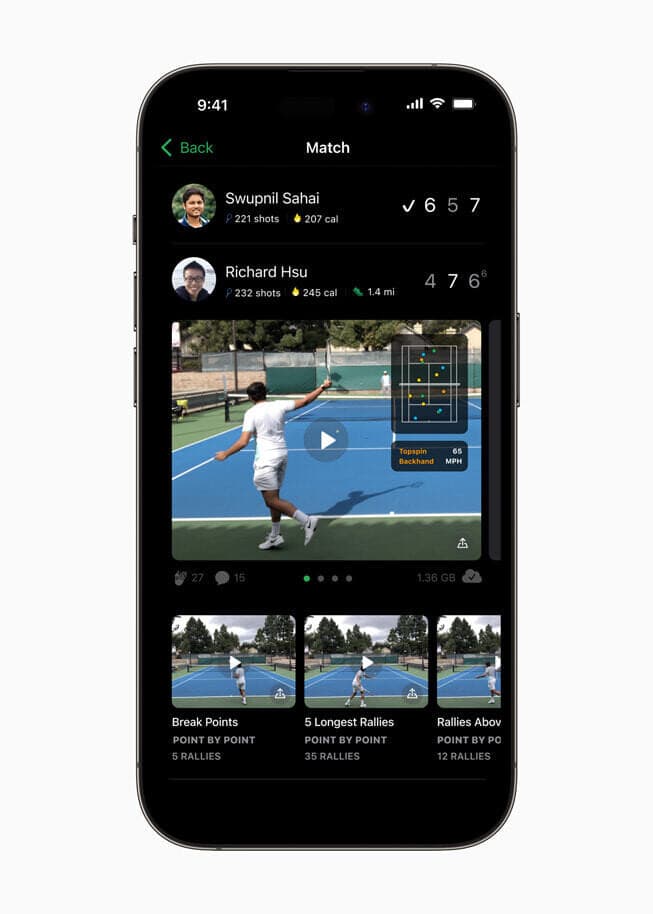 SwingVision: AI Tennis (Image credit- Apple) - Δείτε τους νικητές στα Apple Design Awards 2023