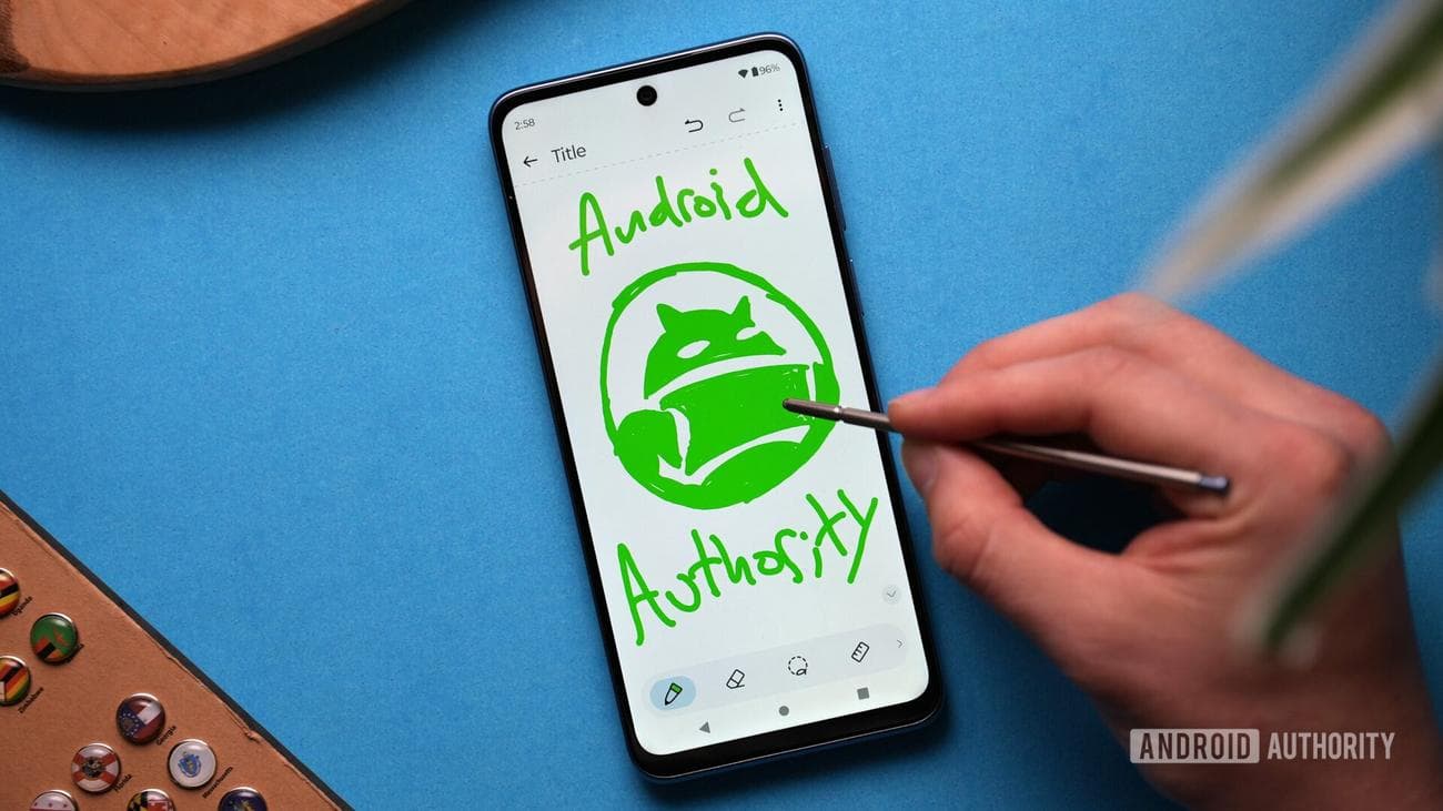 Drawing Android Authority logo on the Moto G Stylus 2023