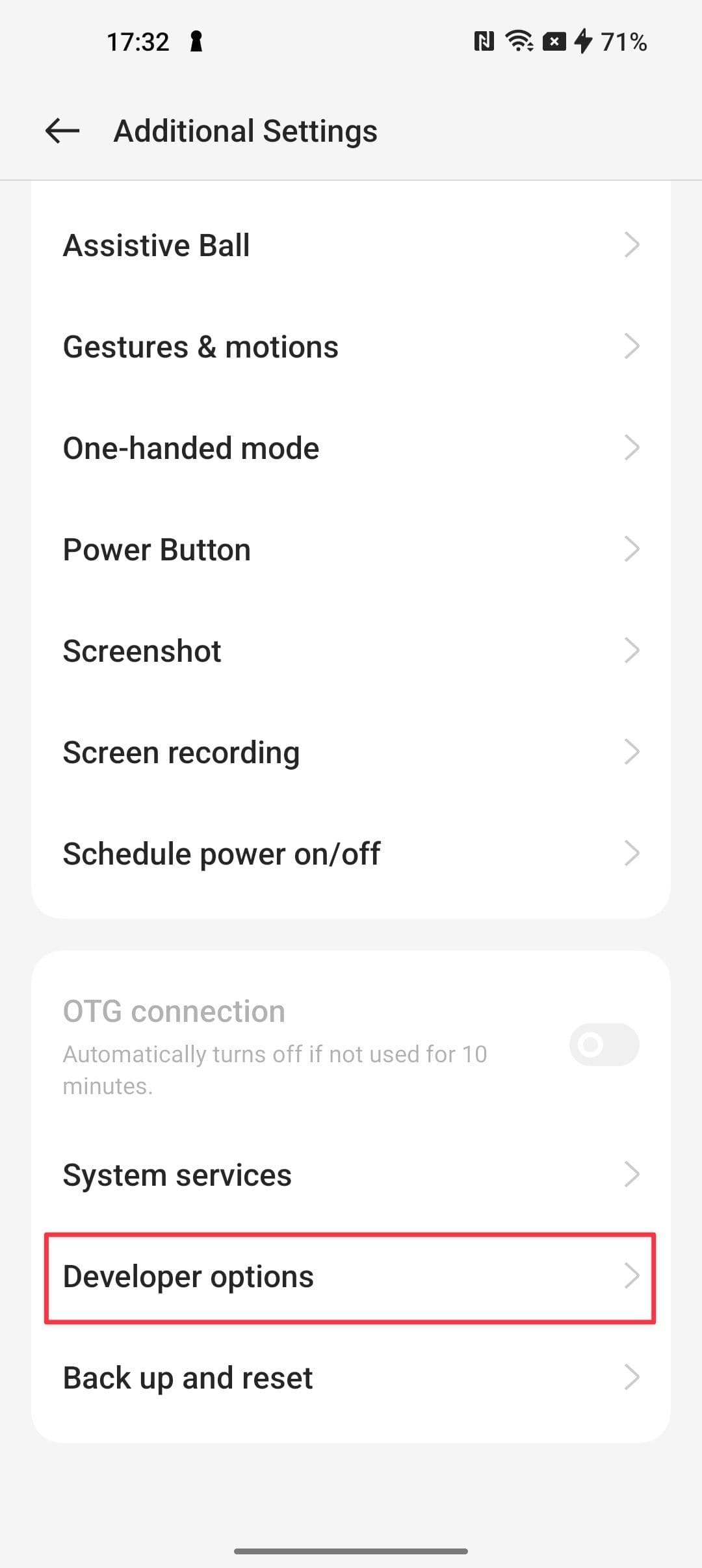 Επιλογή προγραμματιστή σε τηλέφωνο OnePlus