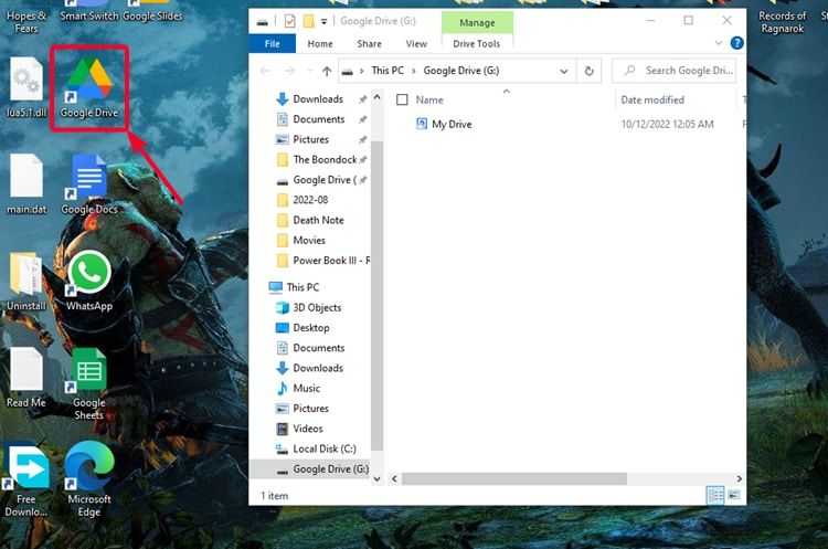 Εφαρμογή επιτραπέζιου υπολογιστή Google Drive σε υπολογιστή με Windows 10