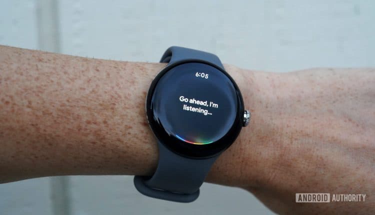 A user accesses Google Assistant on their Google Pixel Watch.