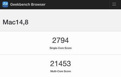 Mac Pro 2023 Geekbench