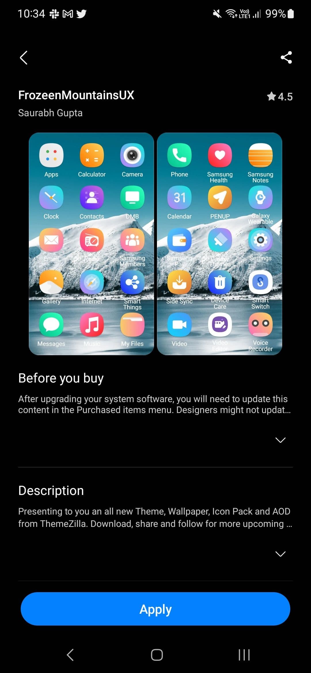 Εφαρμογή ενός πακέτου εικονιδίων στο One UI 5