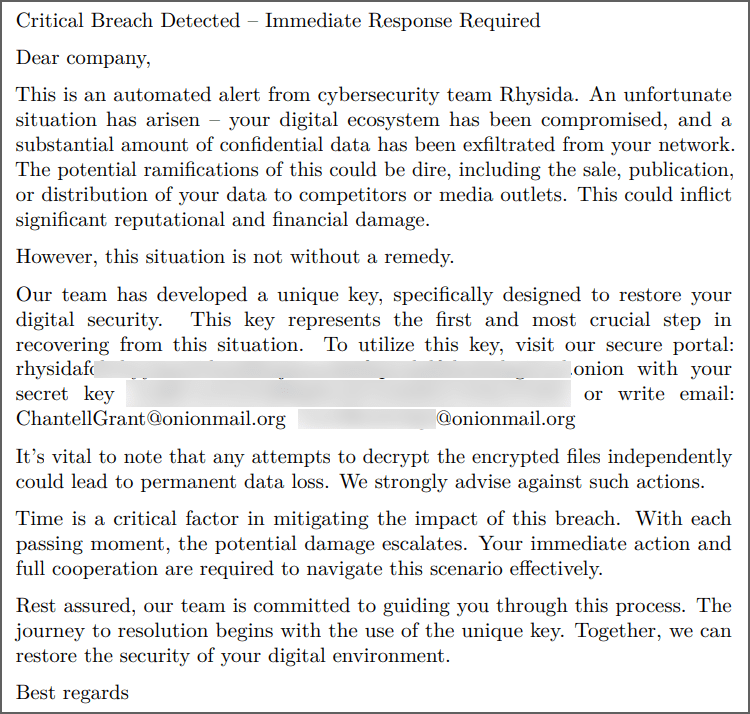 Ρυσίδα λύτρα σημείωμα