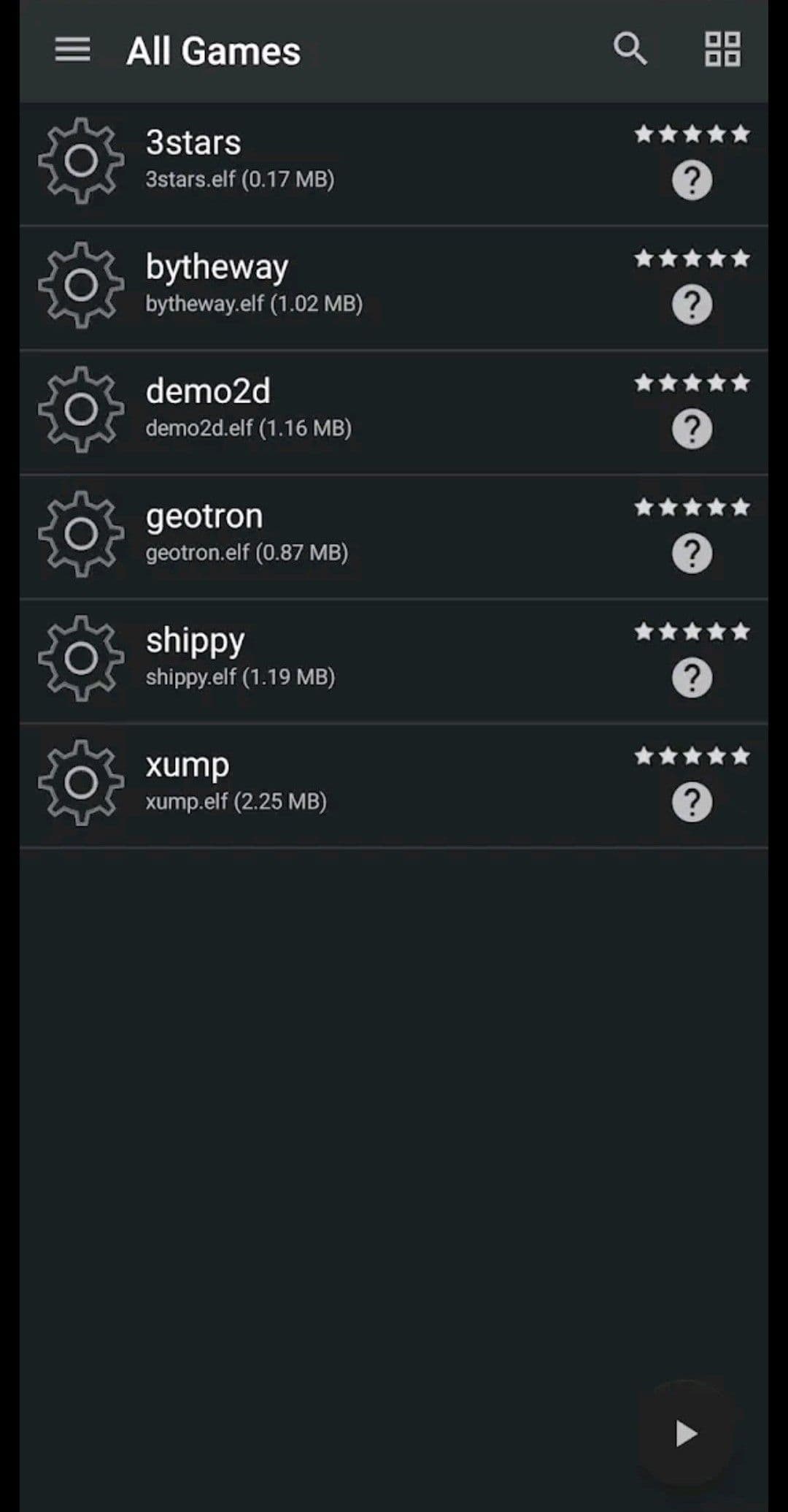 Screenshot of AetherSX2A options menu