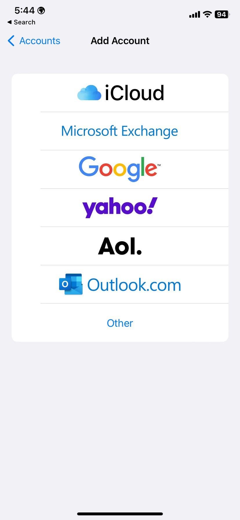 παρόχους email στο iPhone