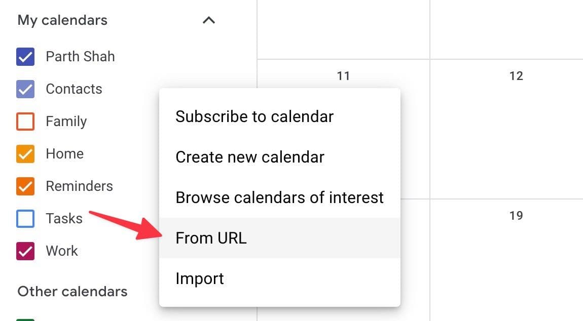 Περιήγηση στο Ημερολόγιο από τη διεύθυνση URL