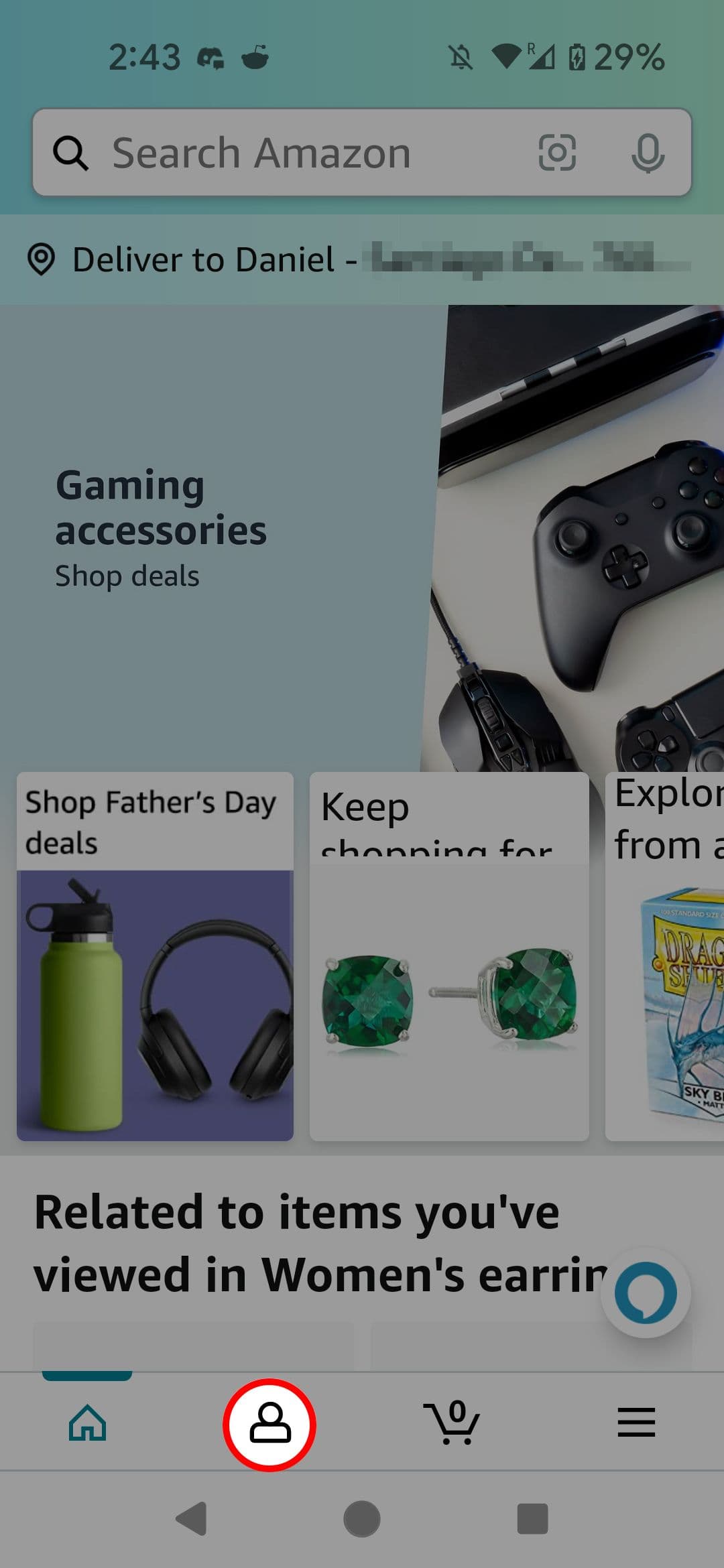 Επιλογή προφίλ επισήμανσης αρχικής οθόνης εφαρμογής Amazon