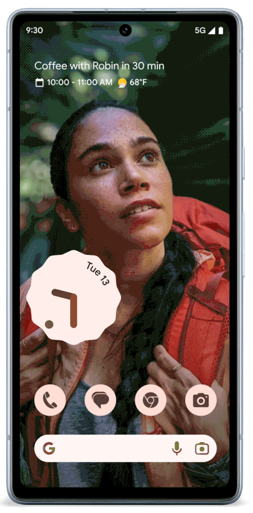 Animation showing how cinematic wallpapers on Pixel phones react to movement of the phone to create a 3D effect