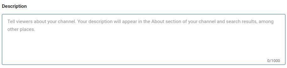 Change your YouTube channel description