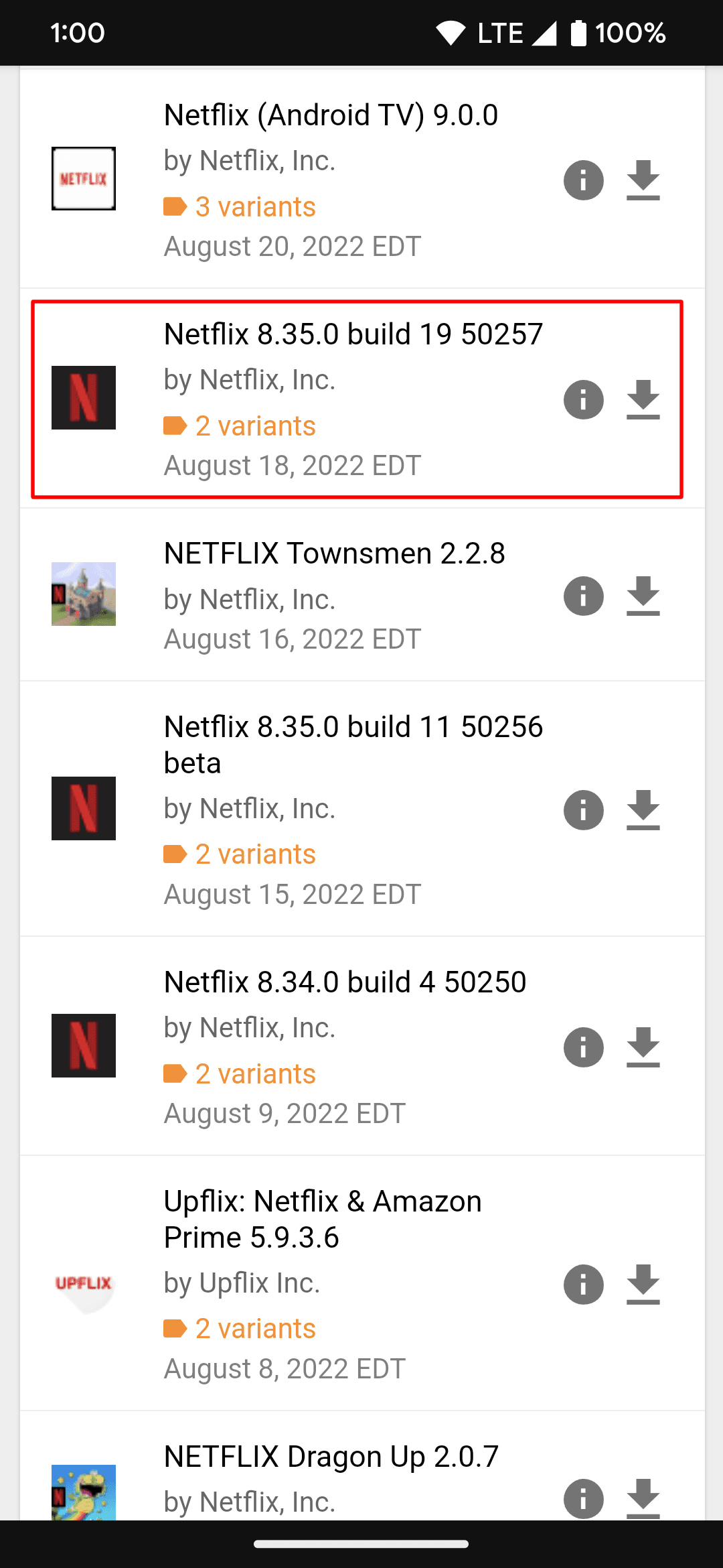 Επιλέγοντας τη σωστή έκδοση του Netflix στο APKMirror.