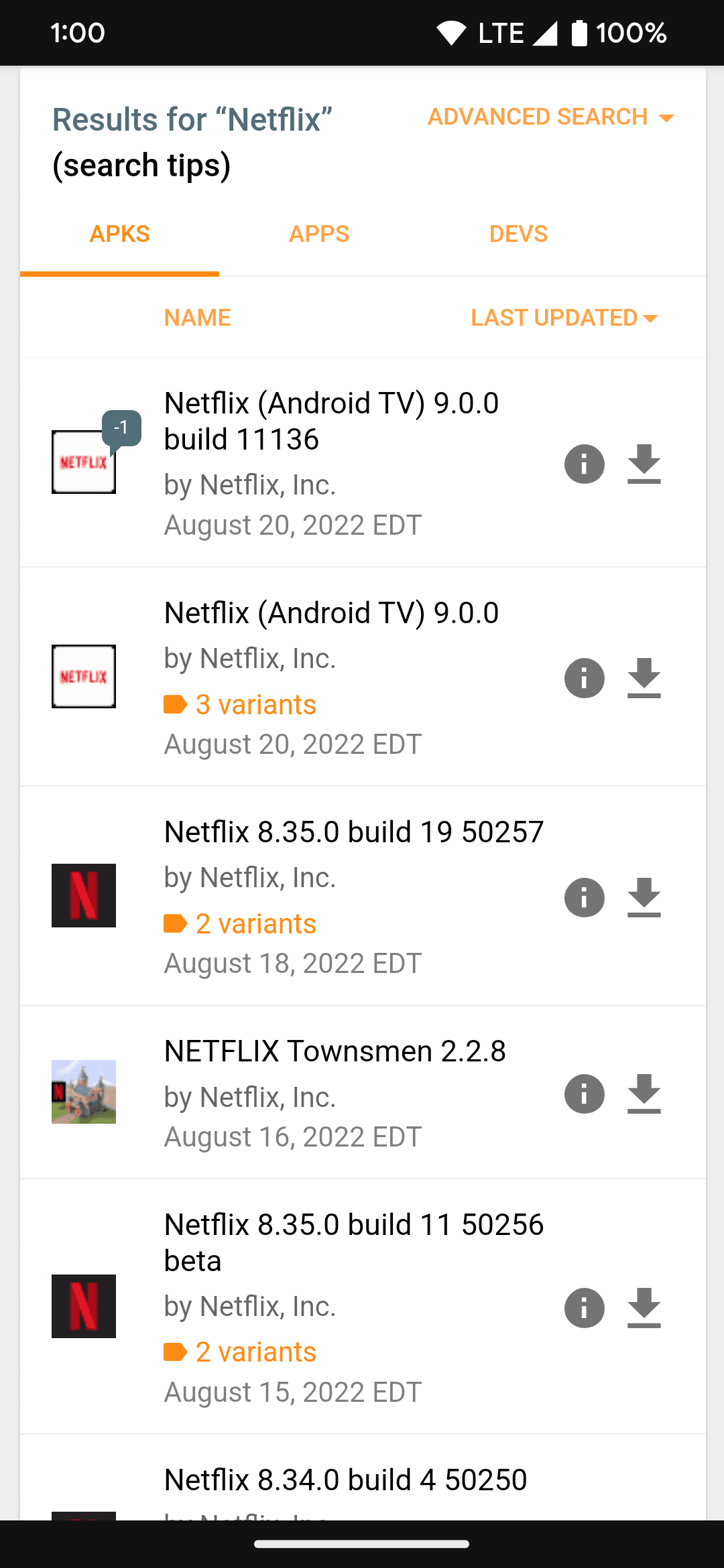 Η λειτουργία αναζήτησης στην εφαρμογή APKMirror.