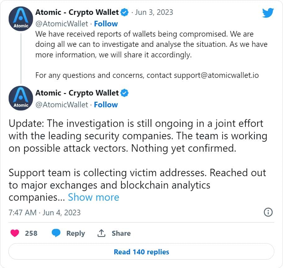 Tweets του Atomic Wallet