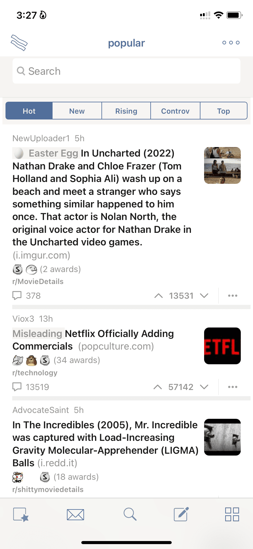 αρχική σελίδα του baconreader