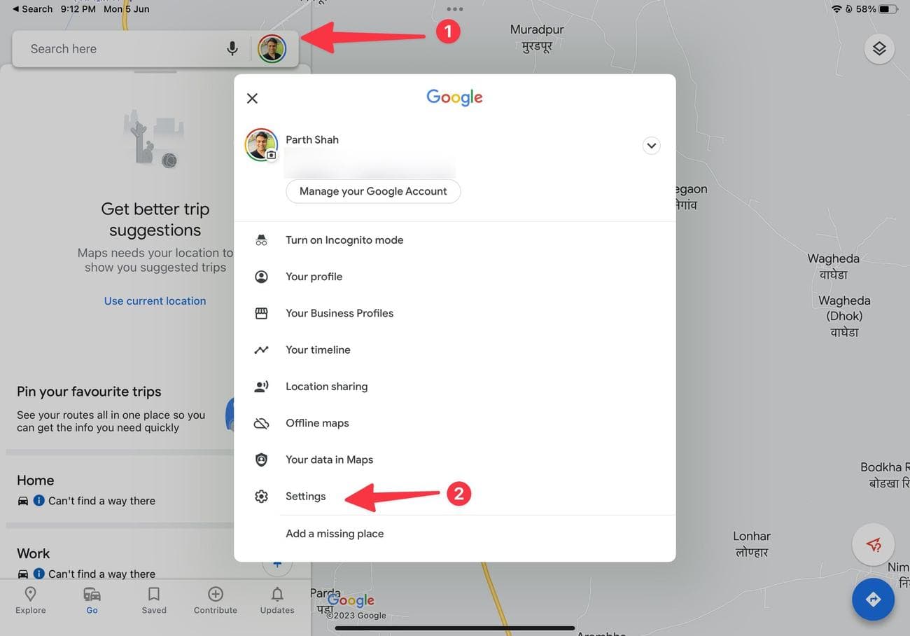 Ρυθμίσεις Χαρτών Google στο iPad