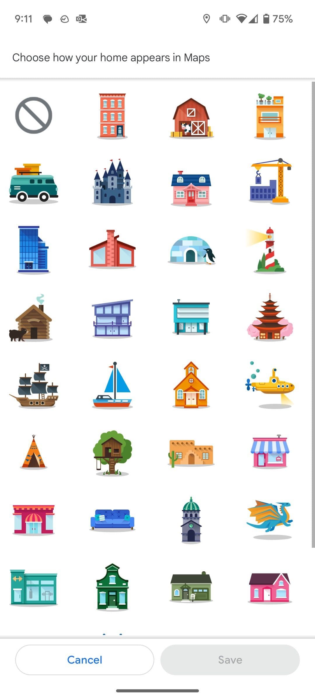 επιλέξτε ένα άλλο εικονίδιο στους Χάρτες Google