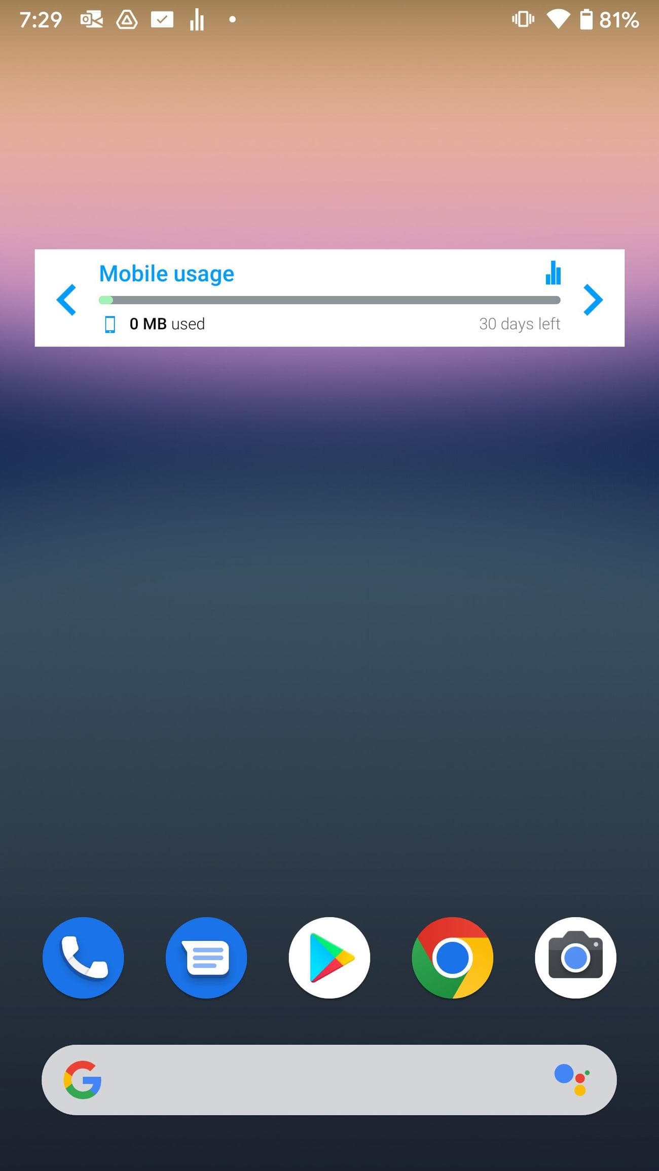 widget χρήσης δεδομένων στην αρχική οθόνη