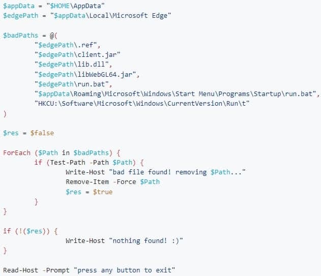 Το σενάριο ελέγχου για τα Windows