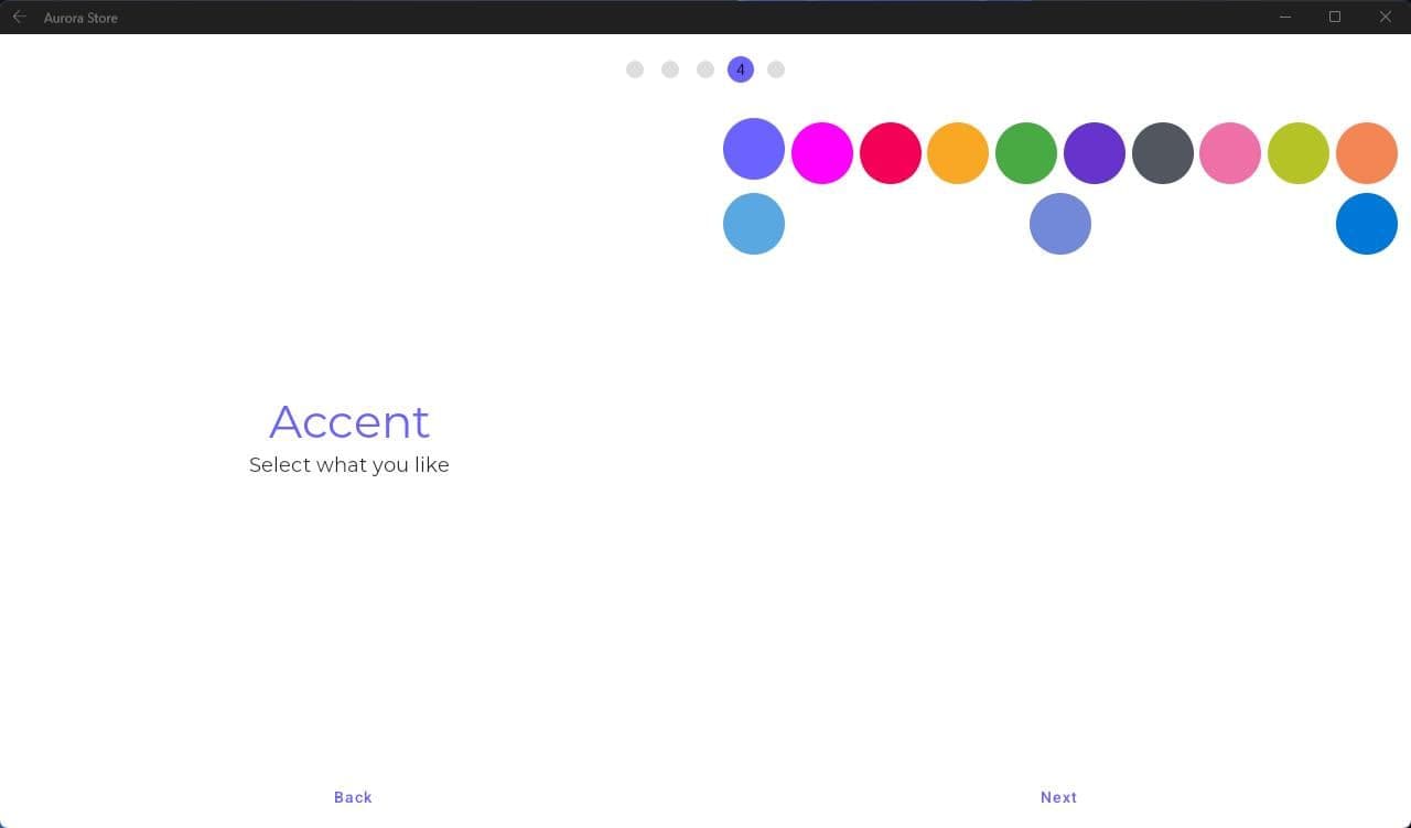 Επιλογή θέματος και έμφασης στην εφαρμογή Aurora Store