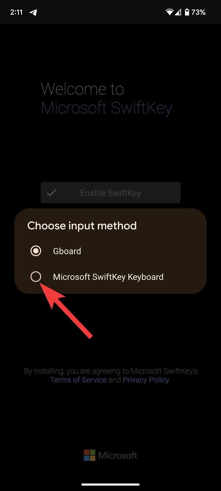 επιλέξτε το swiftkey ως προεπιλογή