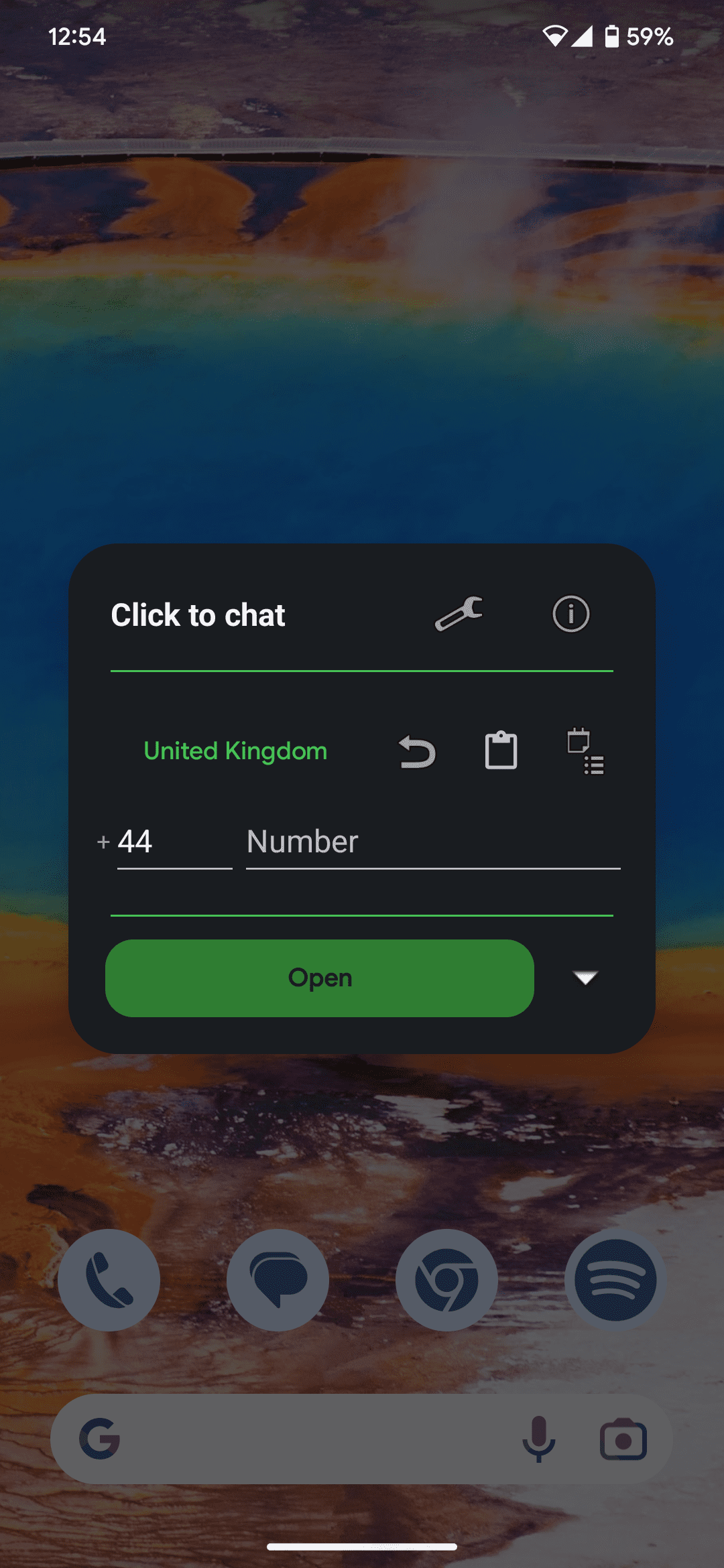στιγμιότυπο οθόνης του αναδυόμενου παραθύρου κλικ για συνομιλία