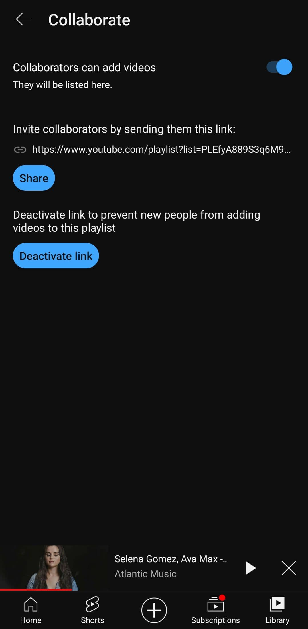 Μενού συνεργασίας για λίστες αναπαραγωγής στην εφαρμογή YouTube για κινητά