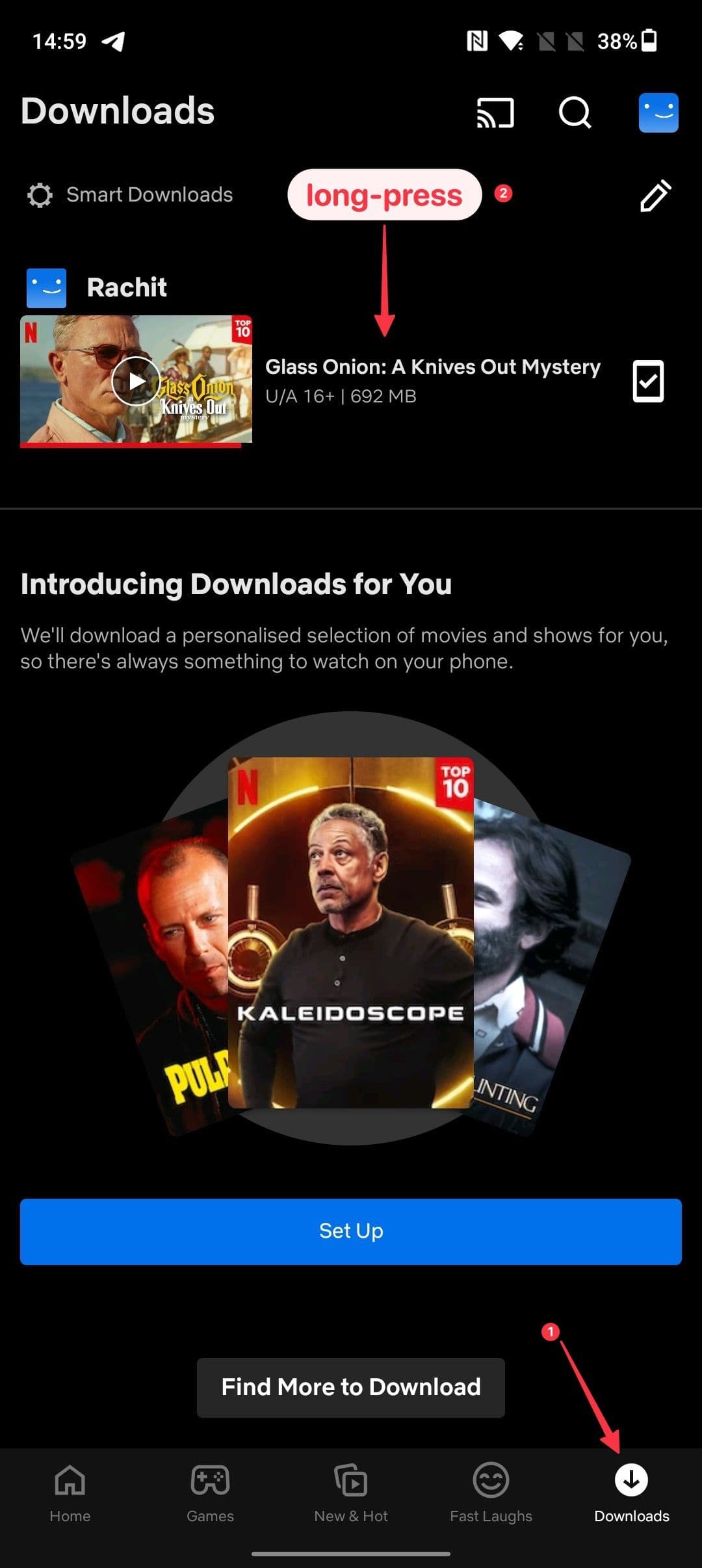 στιγμιότυπο οθόνης του μενού λήψεων εφαρμογών netflix για κινητά