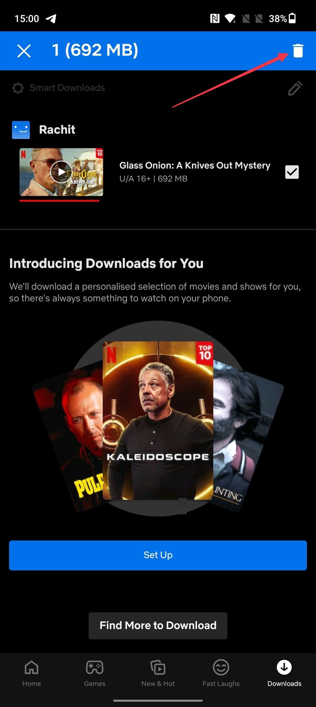 στιγμιότυπο οθόνης του μενού λήψεων εφαρμογών netflix για κινητά