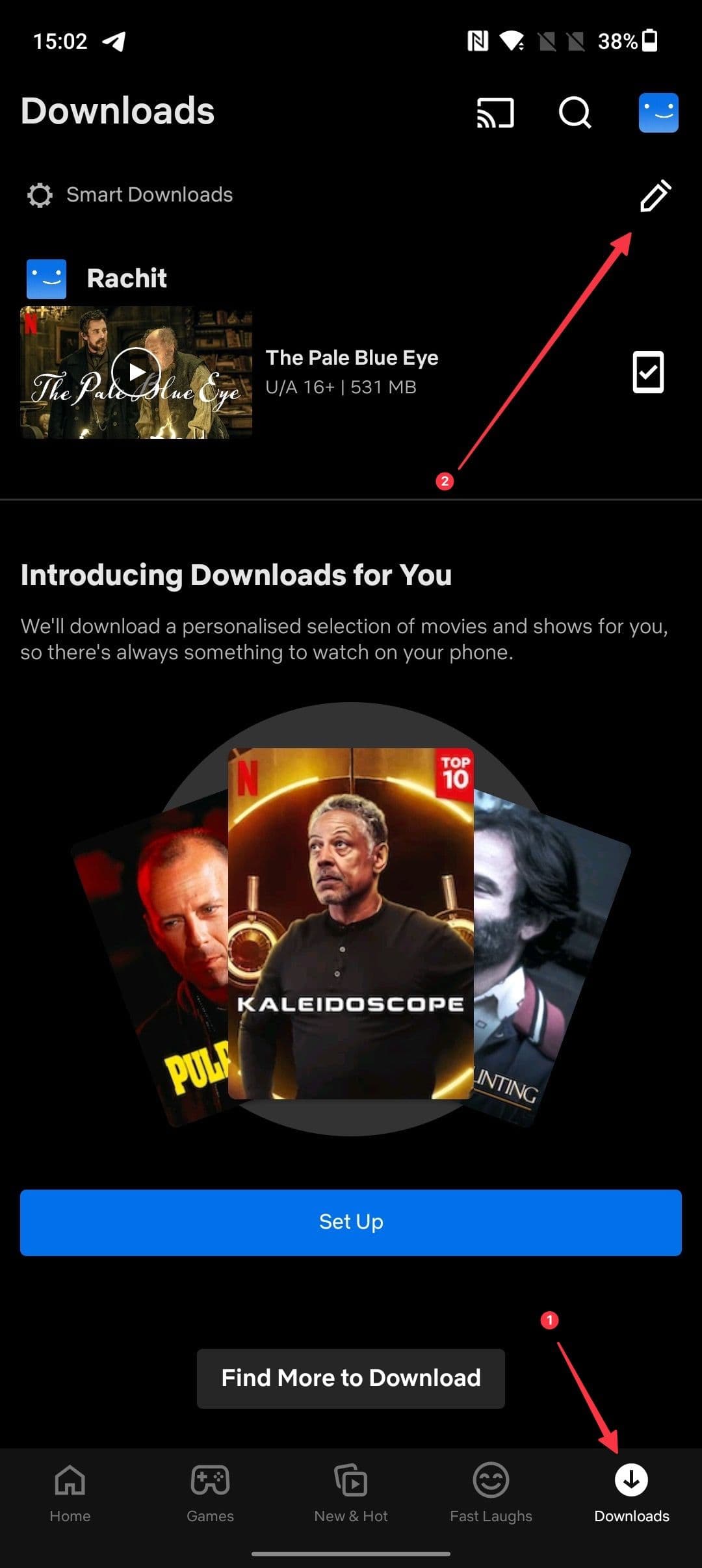 στιγμιότυπο οθόνης του μενού λήψεων εφαρμογών netflix για κινητά