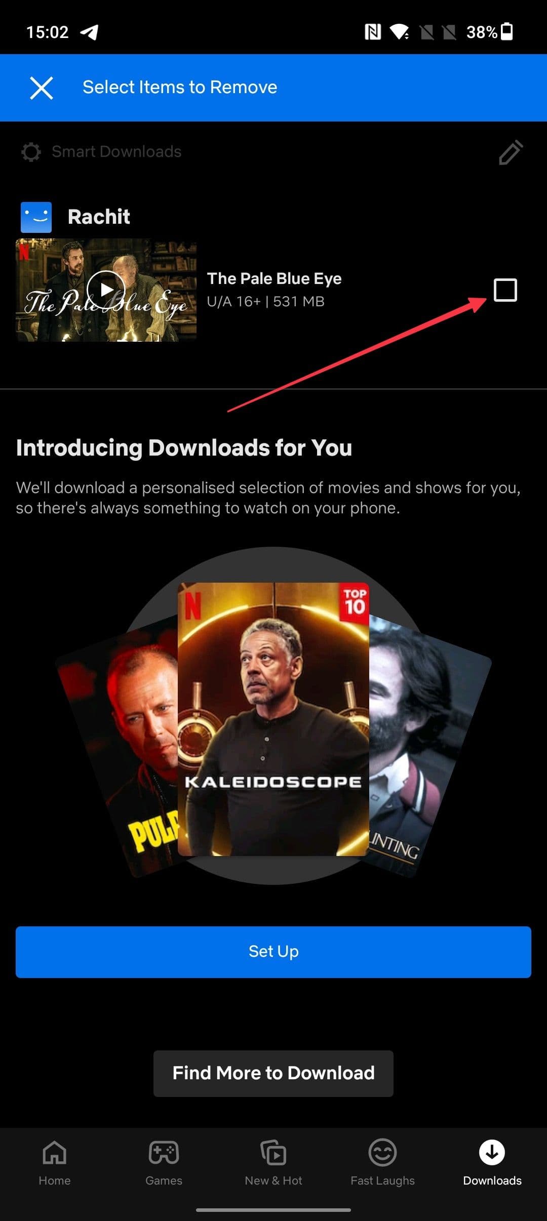 στιγμιότυπο οθόνης του μενού λήψεων εφαρμογών netflix για κινητά