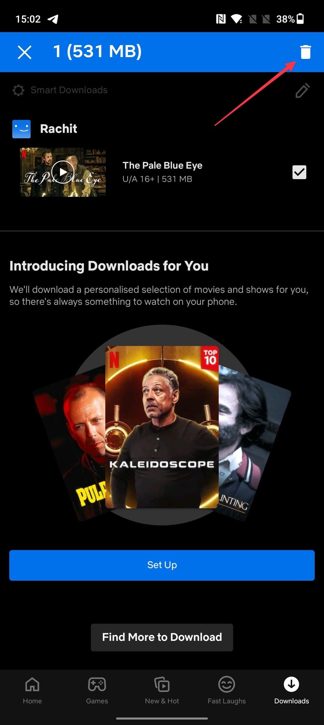 στιγμιότυπο οθόνης του μενού λήψεων εφαρμογών netflix για κινητά