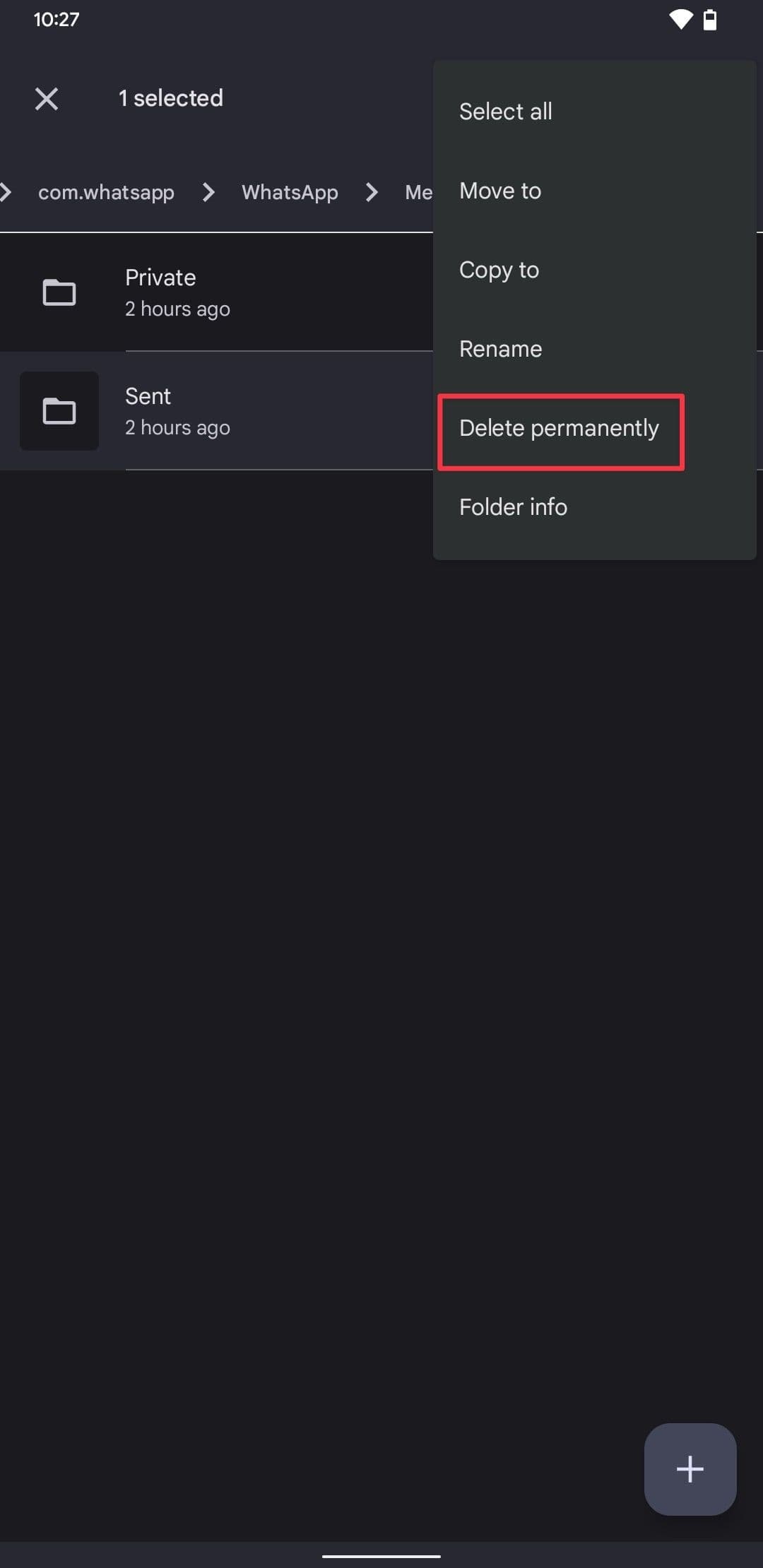 Επιλέγοντας την επιλογή Μόνιμη Διαγραφή