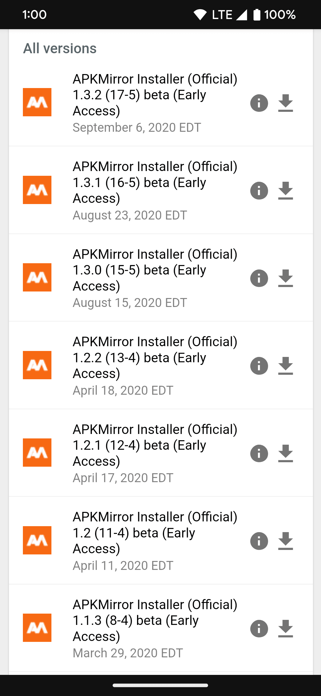 Εφαρμογές εγκατάστασης APKMirror έτοιμες για λήψη στο Android.