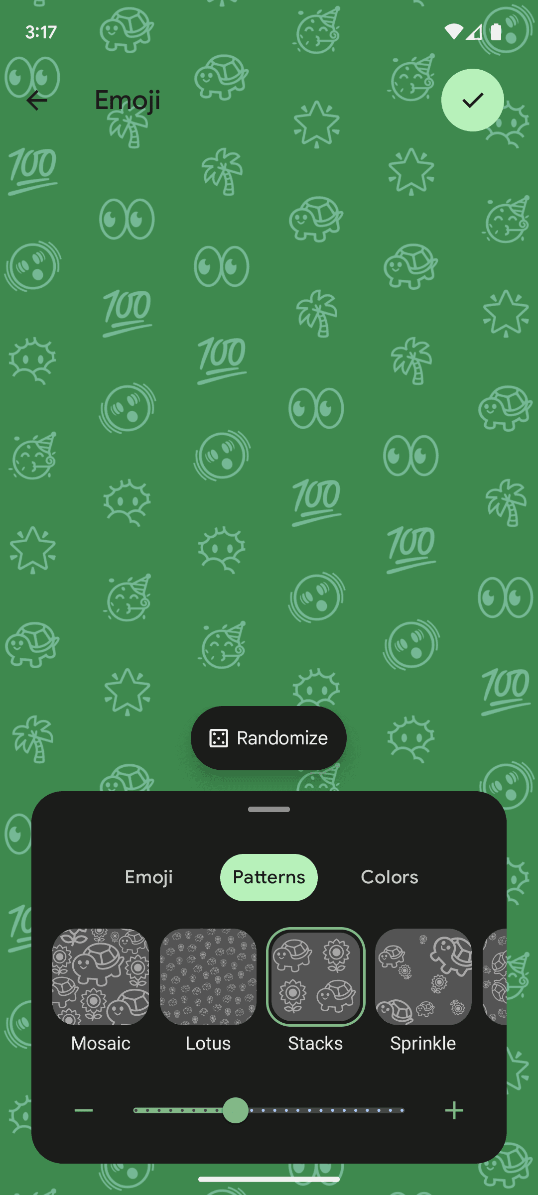 Screenshot of the pattern selection section in Emoji Workshop