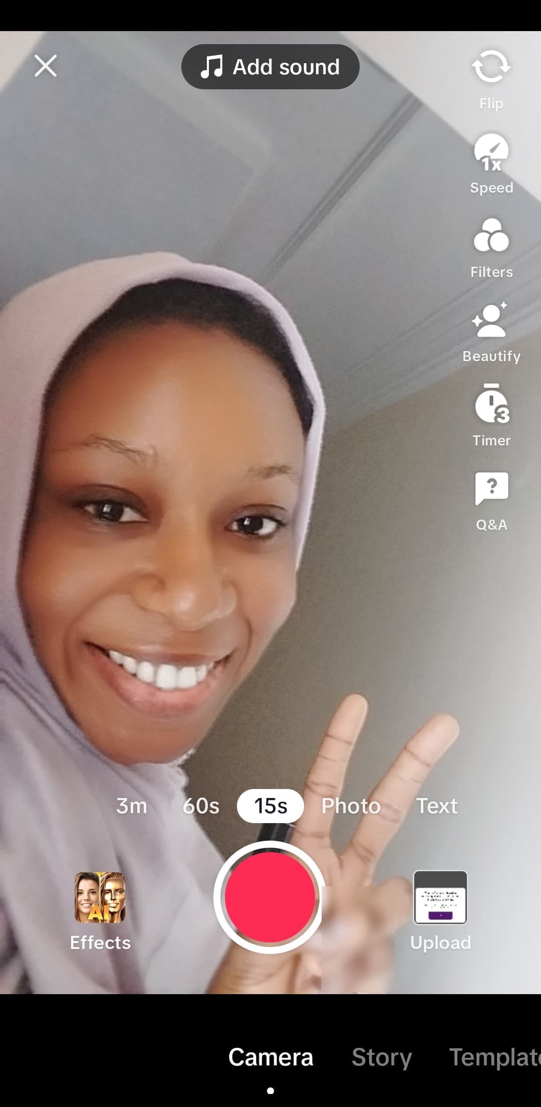 Beautify effect applied on the TikTok app