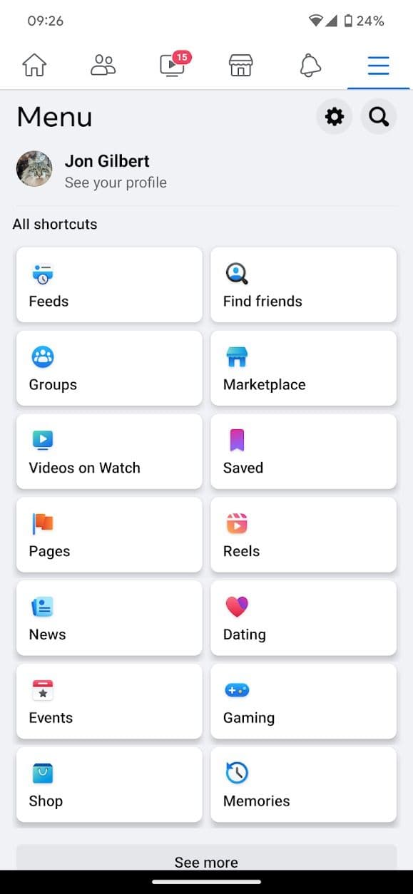 λίστα συντομεύσεων εφαρμογών facebook