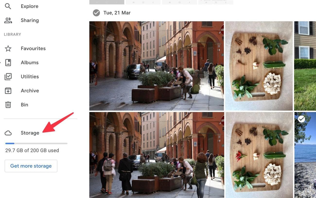 μενού αποθήκευσης στις Φωτογραφίες Google