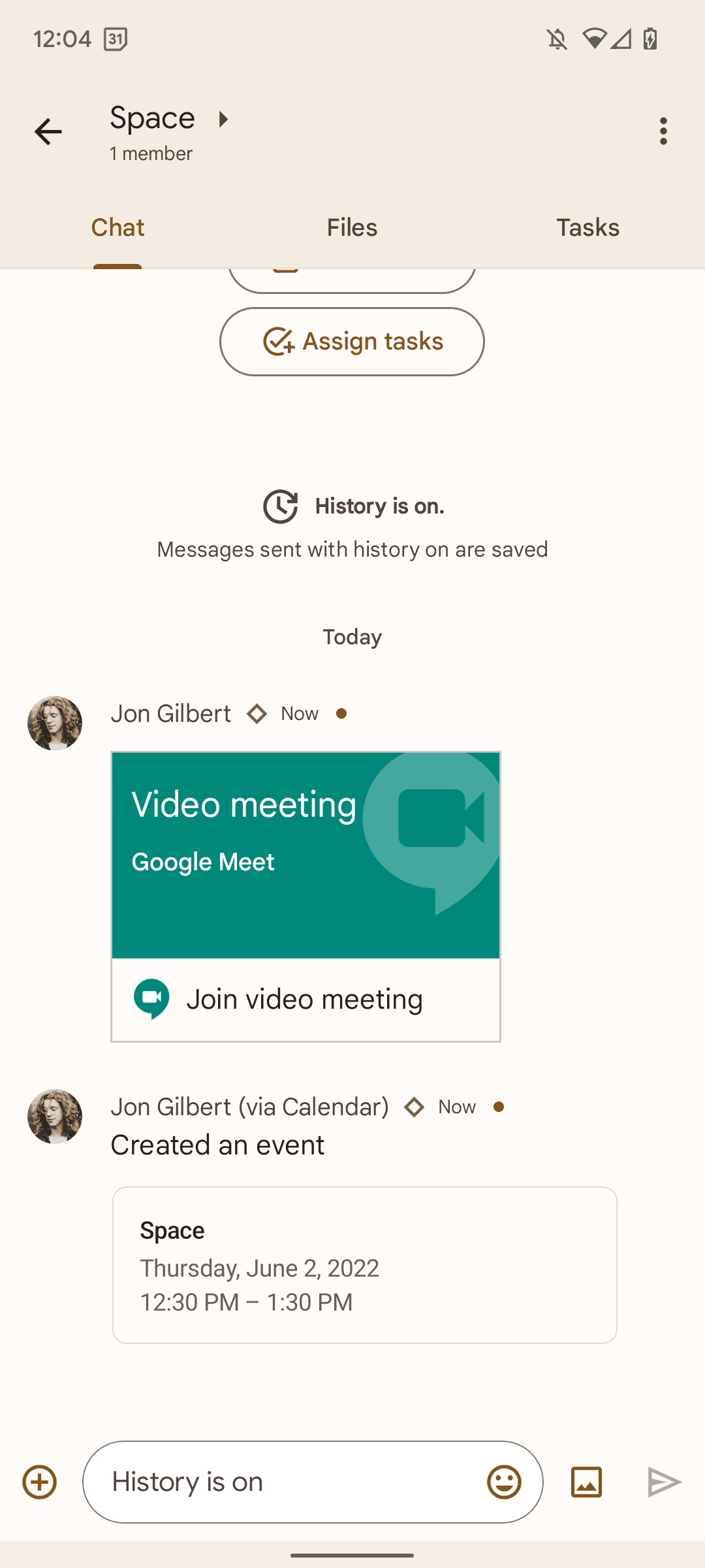 αποστολή συνδέσμου ημερολογίου στο google chat