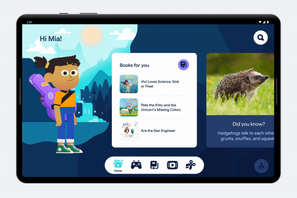 Κινούμενη εικόνα της νέας λειτουργίας πρακτικής ανάγνωσης της Google στα Βιβλία Google Play