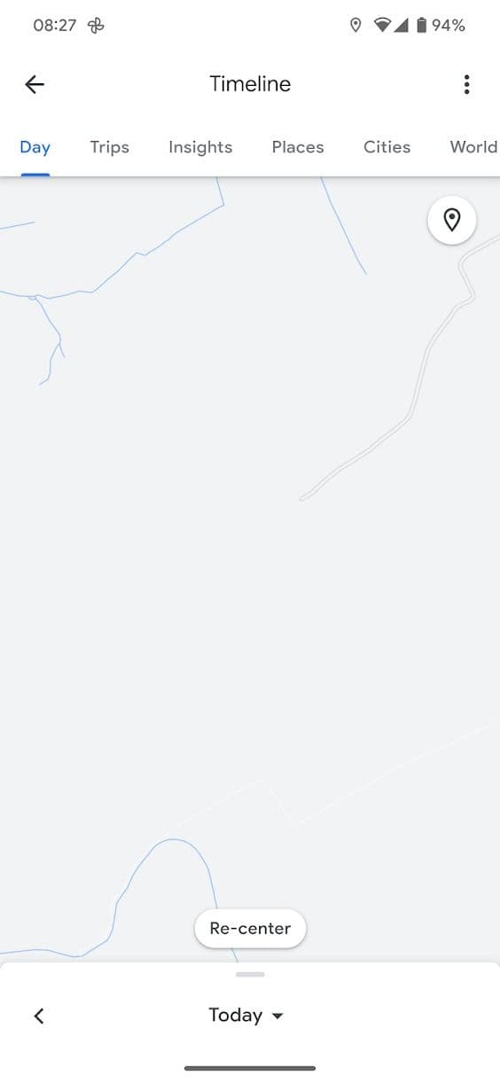 στιγμιότυπο οθόνης του χρονολογίου στους χάρτες google για android